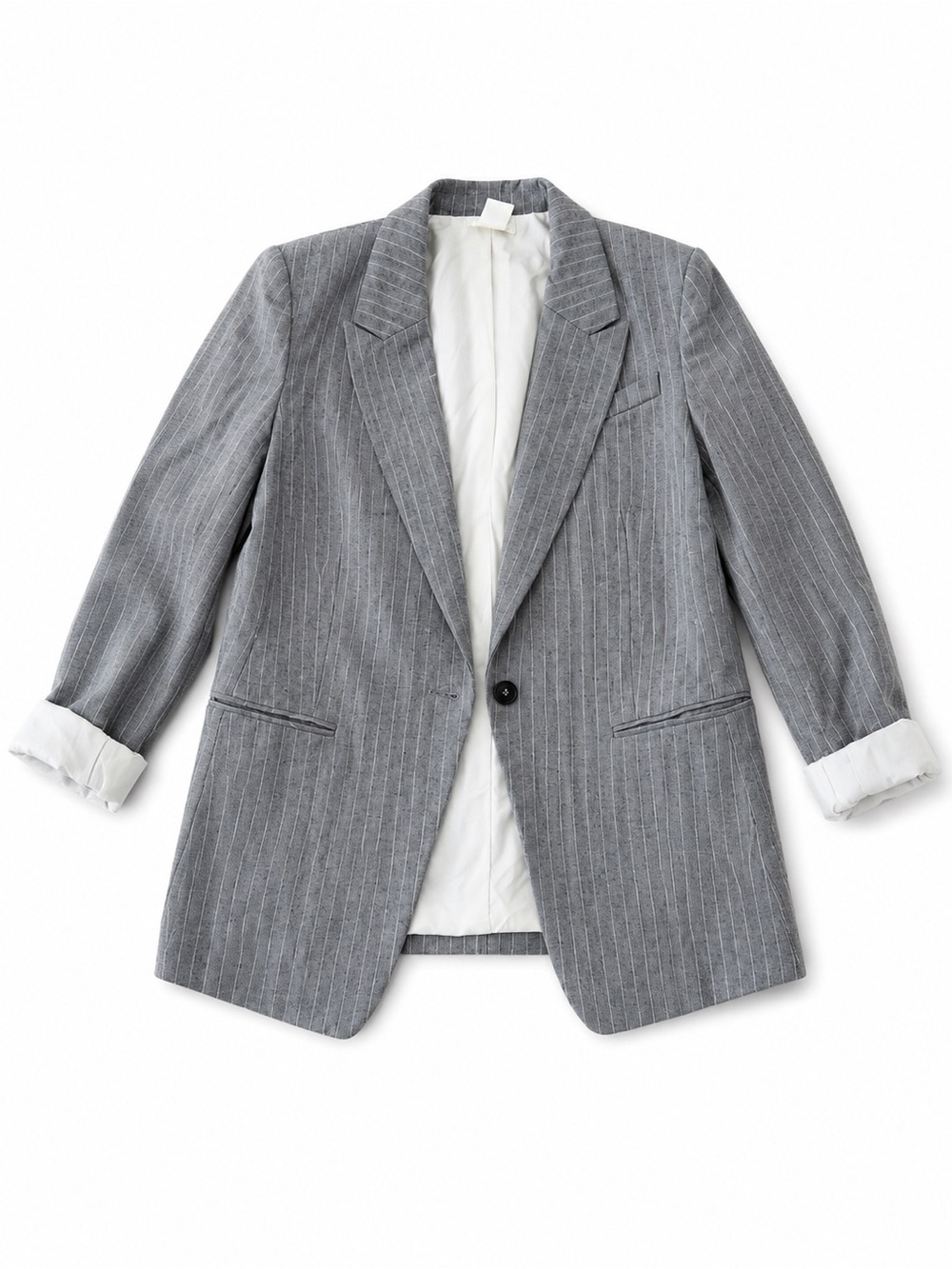 H&M Grey Pinstripe Single-Button Blazer